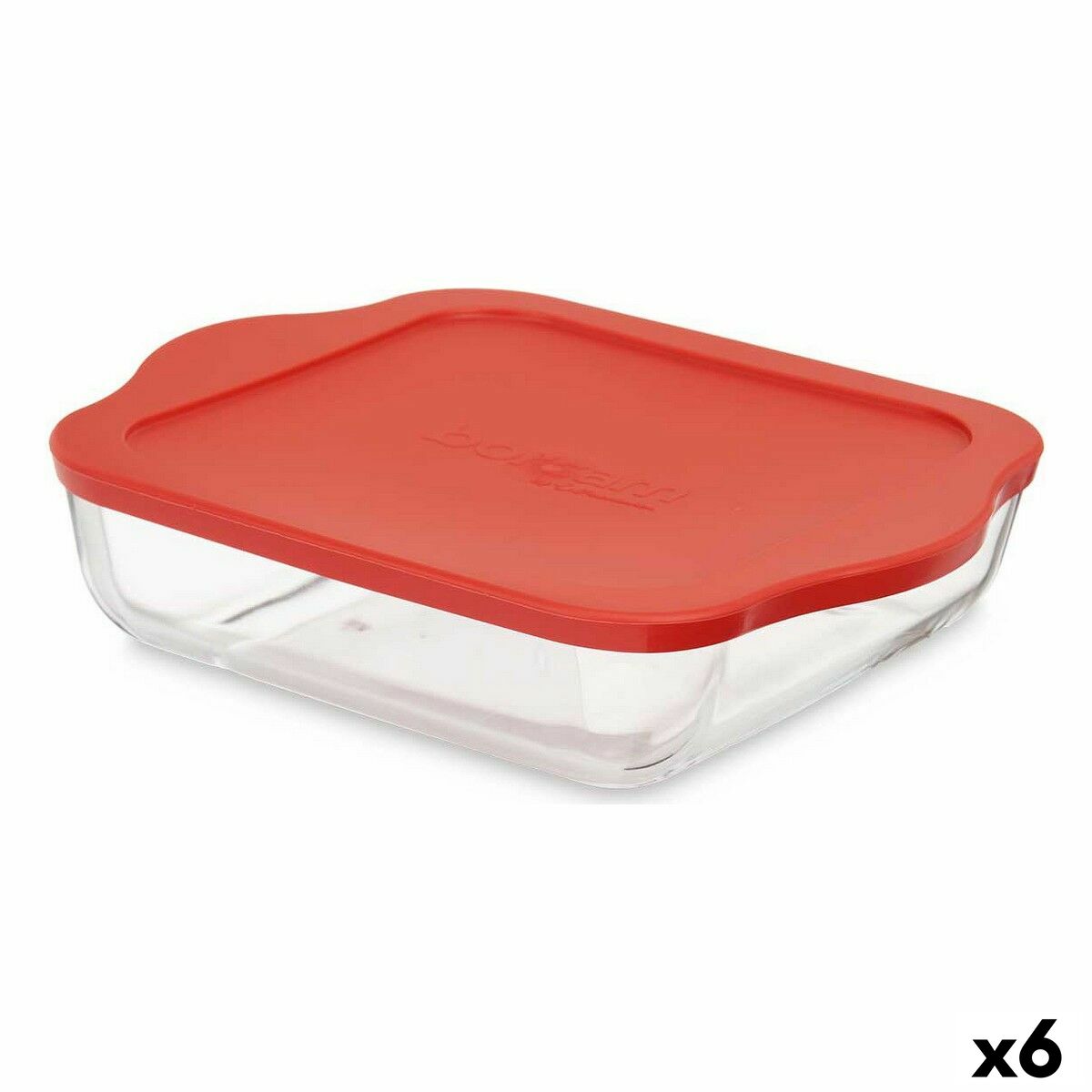 Lunchlåda Borcam Röd Transparent Borosilikatglas 2 L (6 antal)