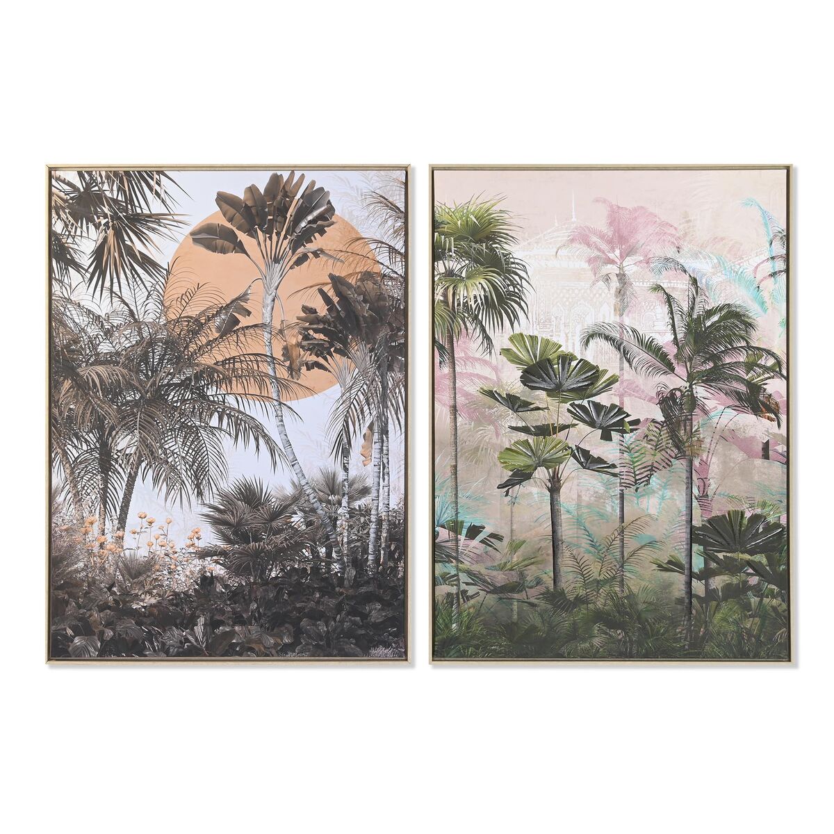 Tavla DKD Home Decor 103 x 4,5 x 143 cm 104 x 4,5 x 143,5 cm Palmer Tropiskt (2 antal)