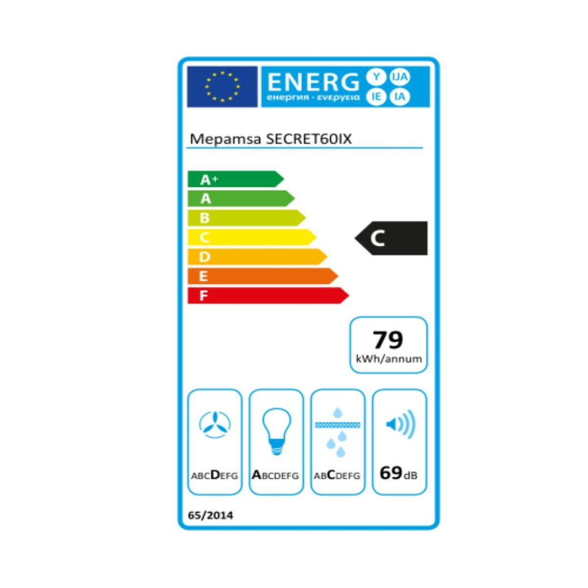 Konventionell fläkt Mepamsa SECRET 60 60 cm 69 dB 540 m³/h Rostfritt stål - 4