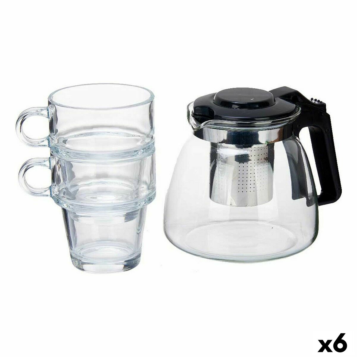Spel: Tekanna 900 ml Transparent Plast Glas (6 antal)