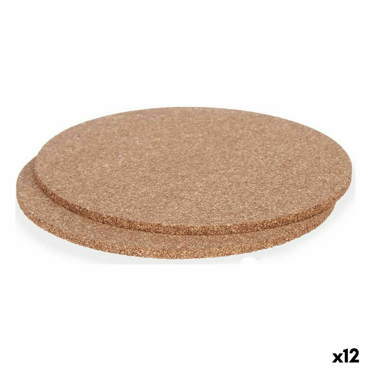 Set Bordsunderlägg 18 x 0,5 x 18 cm Naturell Kork (12 antal)