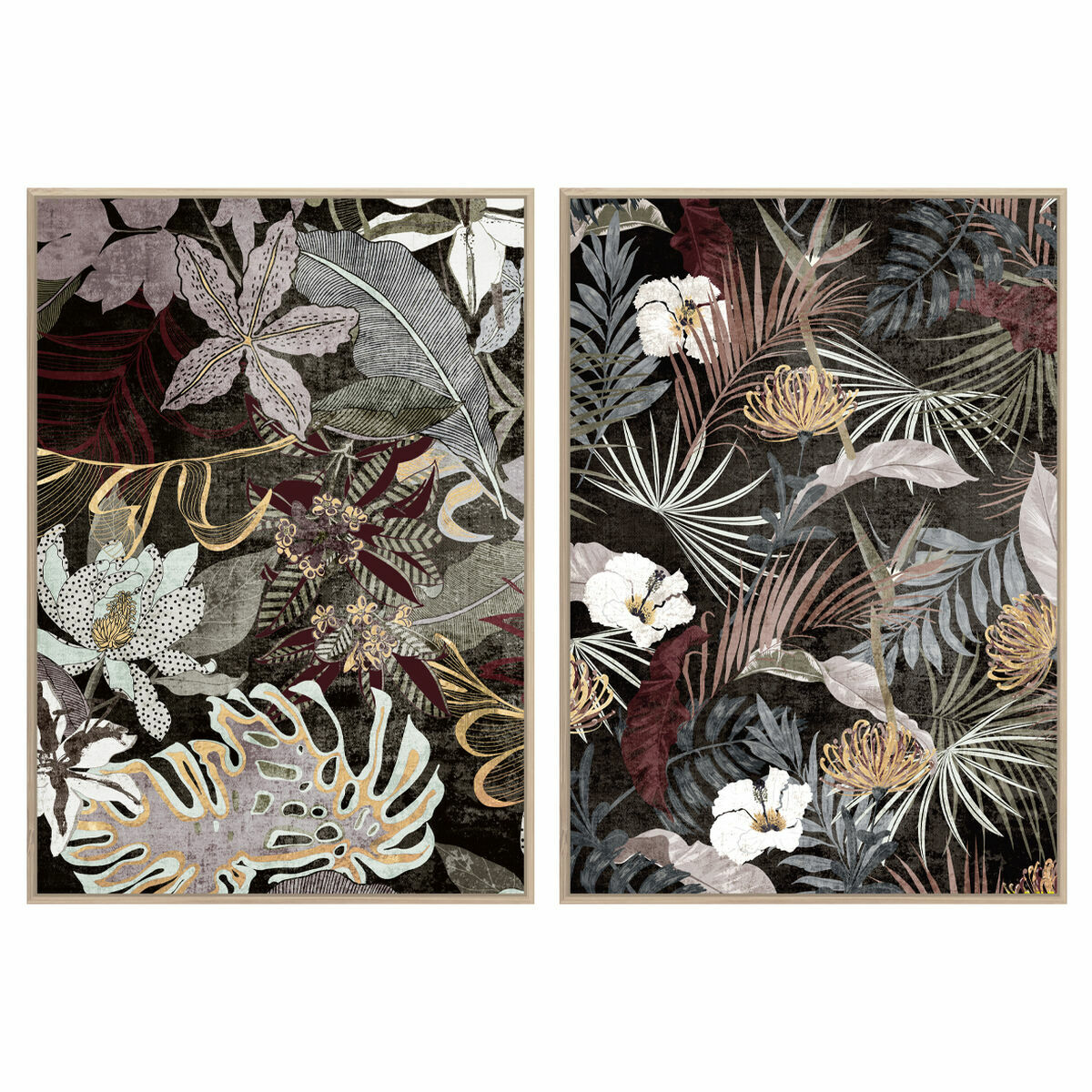 Tavla DKD Home Decor Tropiskt Löv av en växt 83 x 4,5 x 122,5 cm 83 x 4,5 x 123 cm (2 antal) - 4
