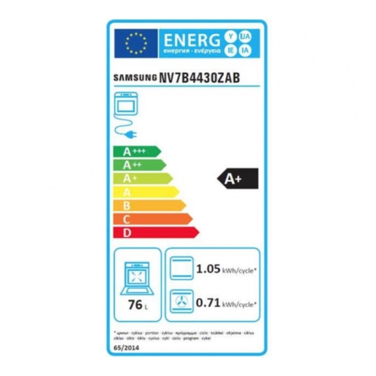 Pyrolytisk ugn Samsung NV7B4430ZAB/U3 76 L - 2