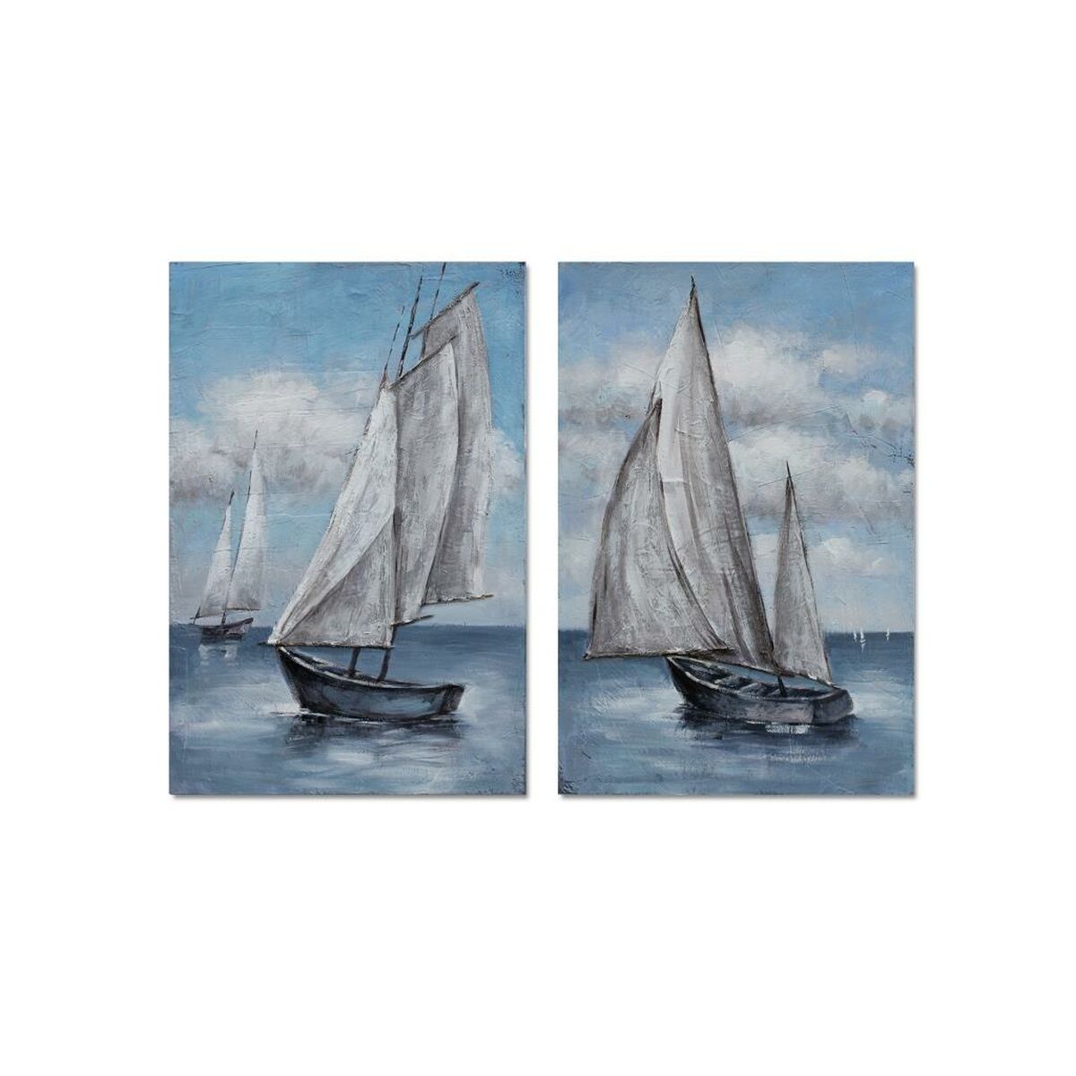 Tavla DKD Home Decor 80 x 2,8 x 120 cm Segelbåtar (2 antal) - 4