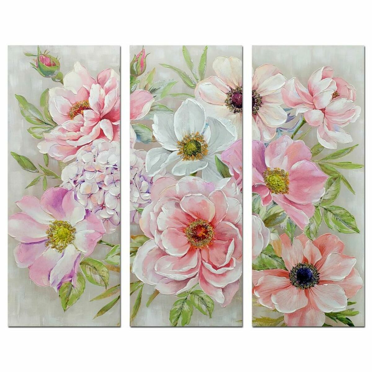 Tavla DKD Home Decor Virágok 60 x 3 x 150 cm Shabby Chic (3 Delar) - 2