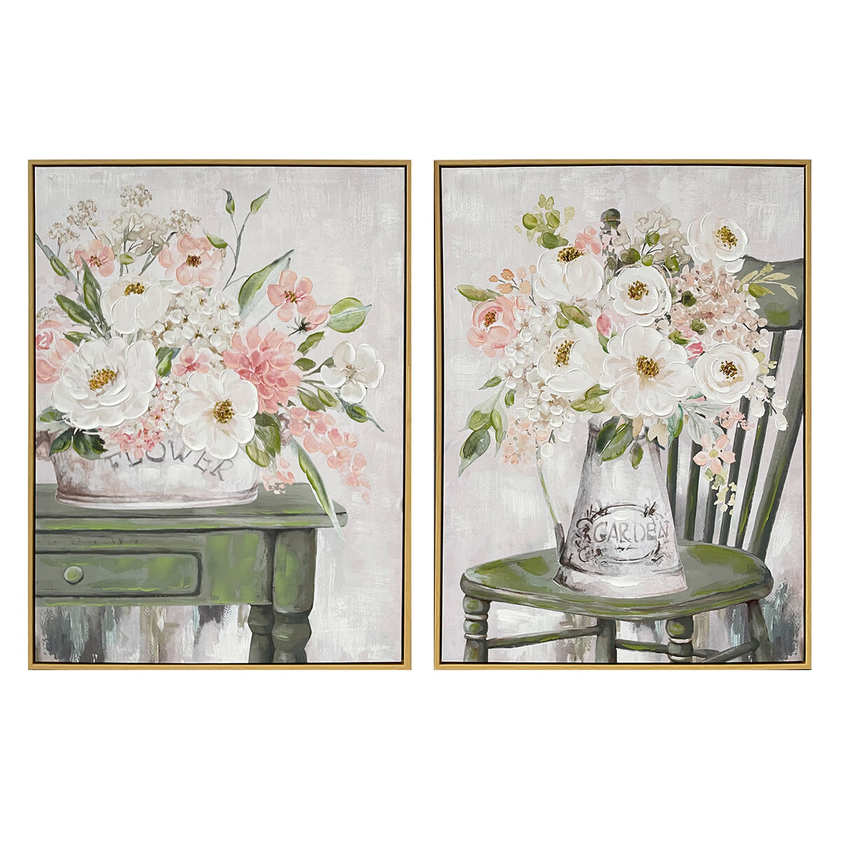 Tavla DKD Home Decor Shabby Chic Vas 60 x 3,5 x 80 cm (2 antal)