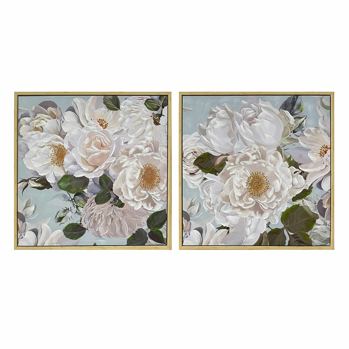 Tavla DKD Home Decor 80 x 4 x 80 cm Virágok Shabby Chic (2 antal) - 2