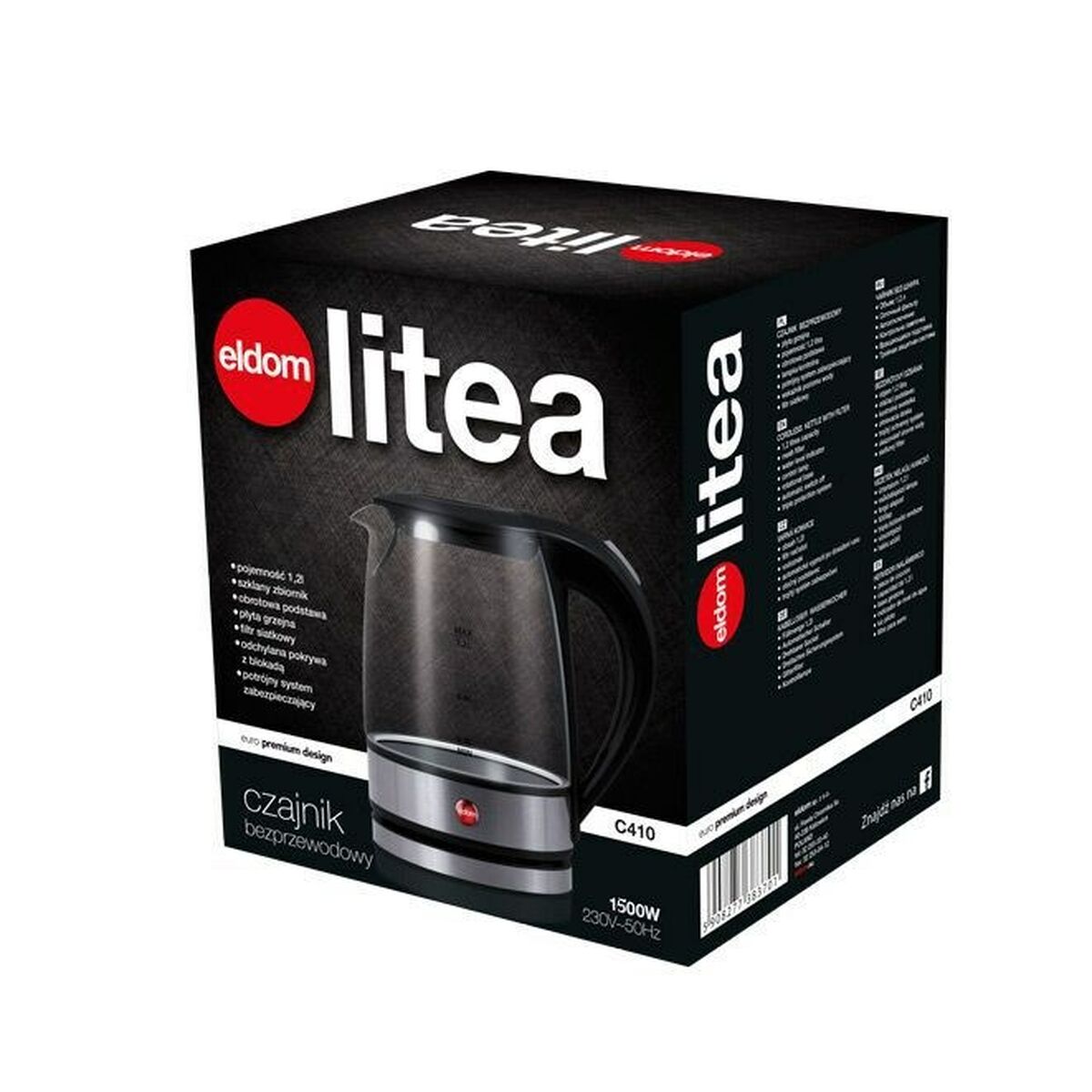 Vattenkokare Eldom C410 LITEA Svart Glas 1500 W 1,2 L - 2