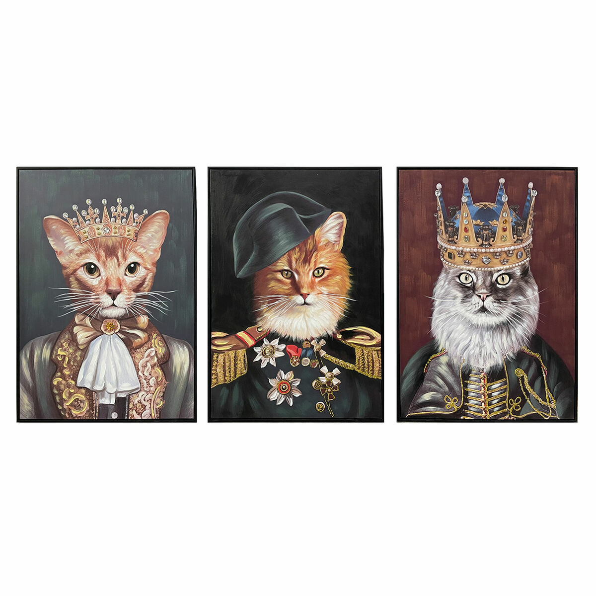 Tavla DKD Home Decor Katt 70 x 3,5 x 100 cm (3 antal) - 2