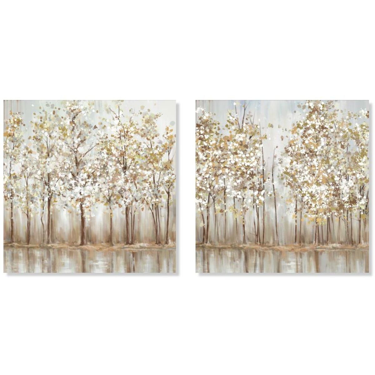 Kanvas DKD Home Decor Träd Traditionell 90 x 2 x 90 cm (2 antal)