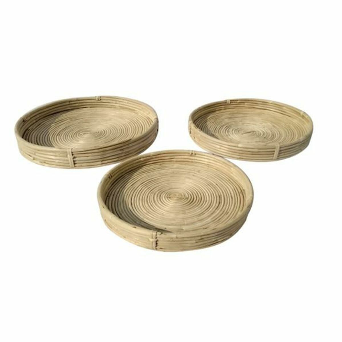 Snacksbricka DKD Home Decor Naturell Rattan Tropiskt (3 Delar) (45 x 45 x 6 cm) - 2