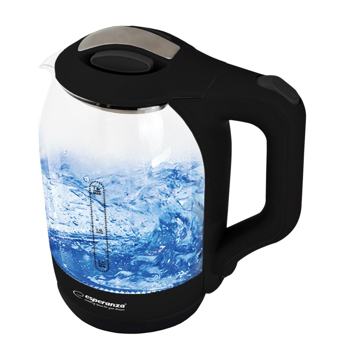 Vattenkokare Esperanza EKK025K  Svart Multicolour Glas Plast 1500 W 1,7 L