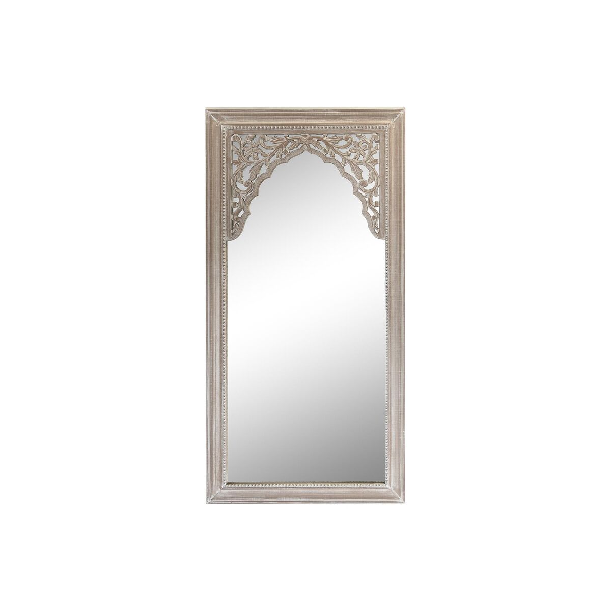 Väggspegel DKD Home Decor 90 x 2,5 x 180 cm Glas Naturell Vit Indier Trä MDF Avskalad