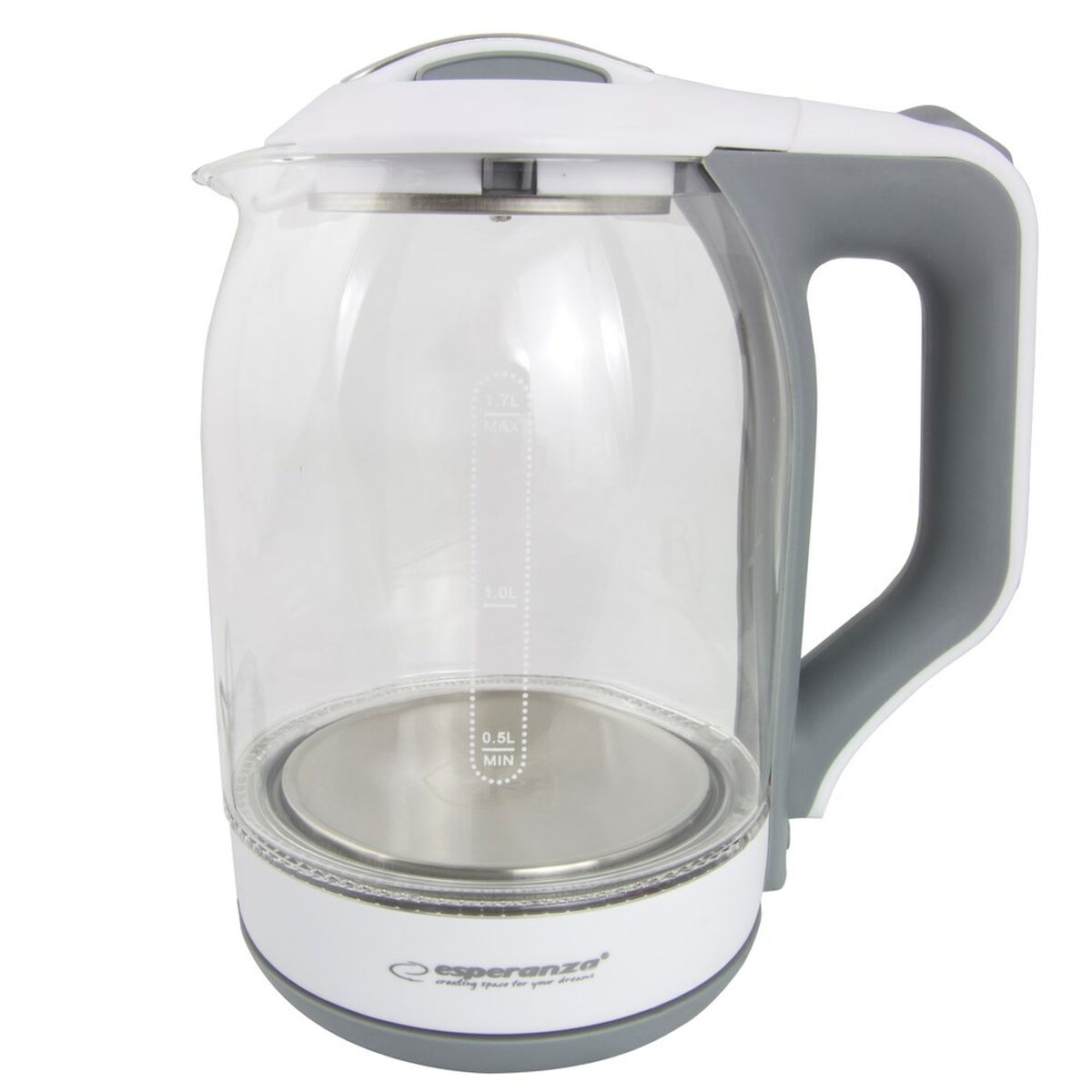 Vattenkokare Esperanza EKK025W  Vit Glas Plast 1500 W 1,7 L - 2