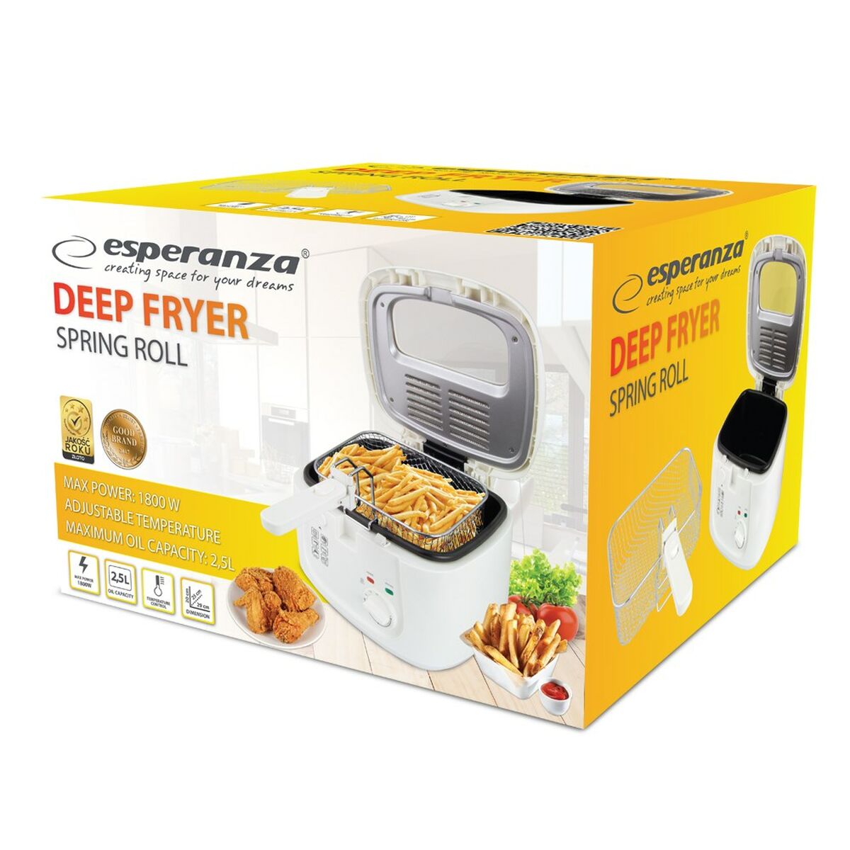 Oljefri Fritös Esperanza EKG012 Vit 1800 W 2,5 L - 2