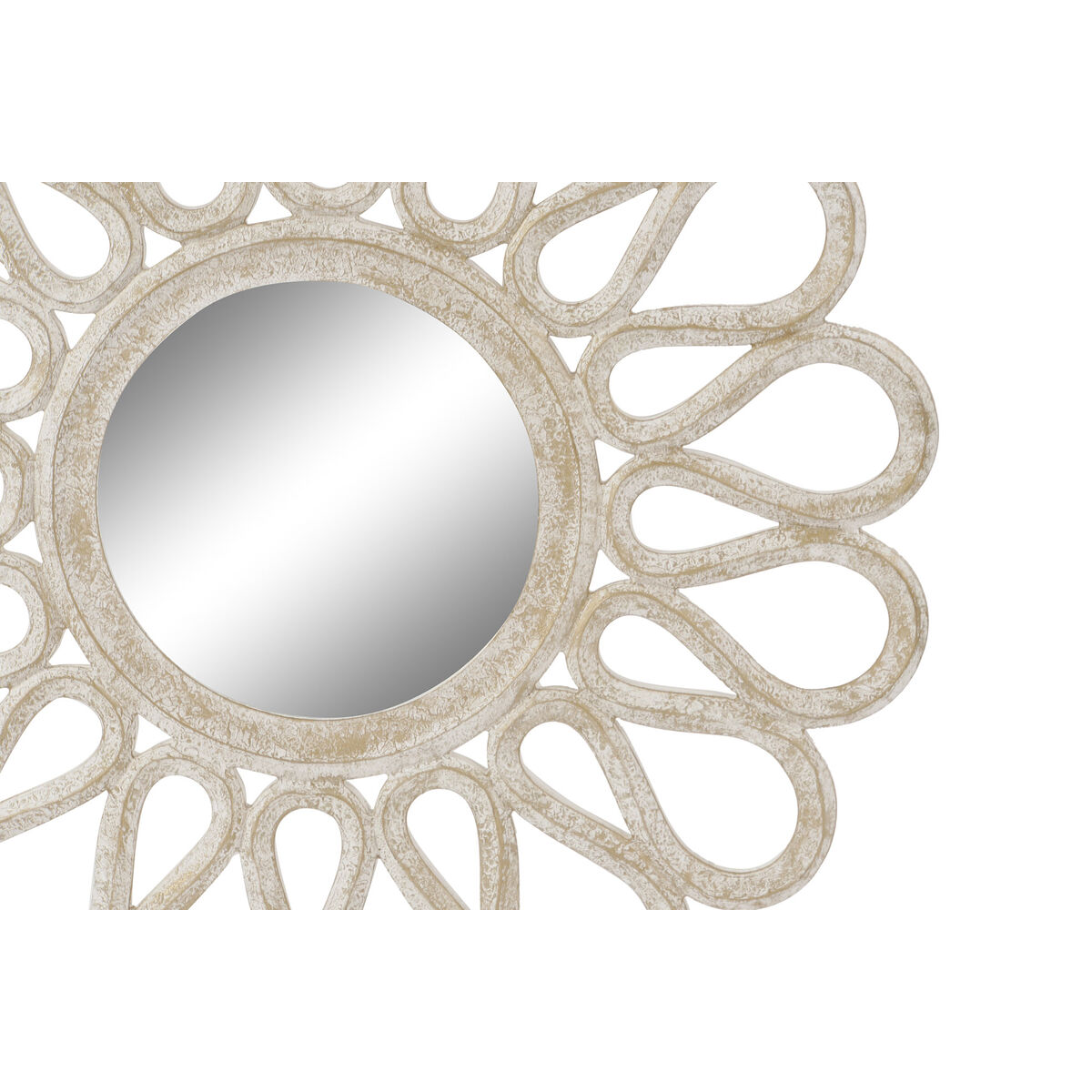 Väggspegel DKD Home Decor Vågor Vit Trä MDF Avskalad (76 x 2 x 76 cm) - 5
