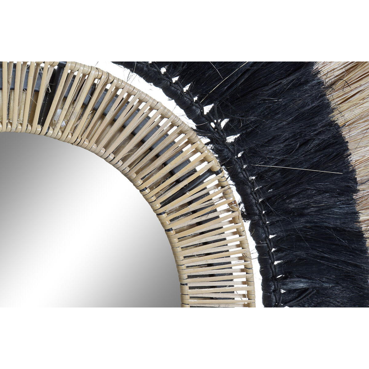 Väggspegel DKD Home Decor Svart Naturell Järn Kolonial 83 x 8 x 83 cm - 2