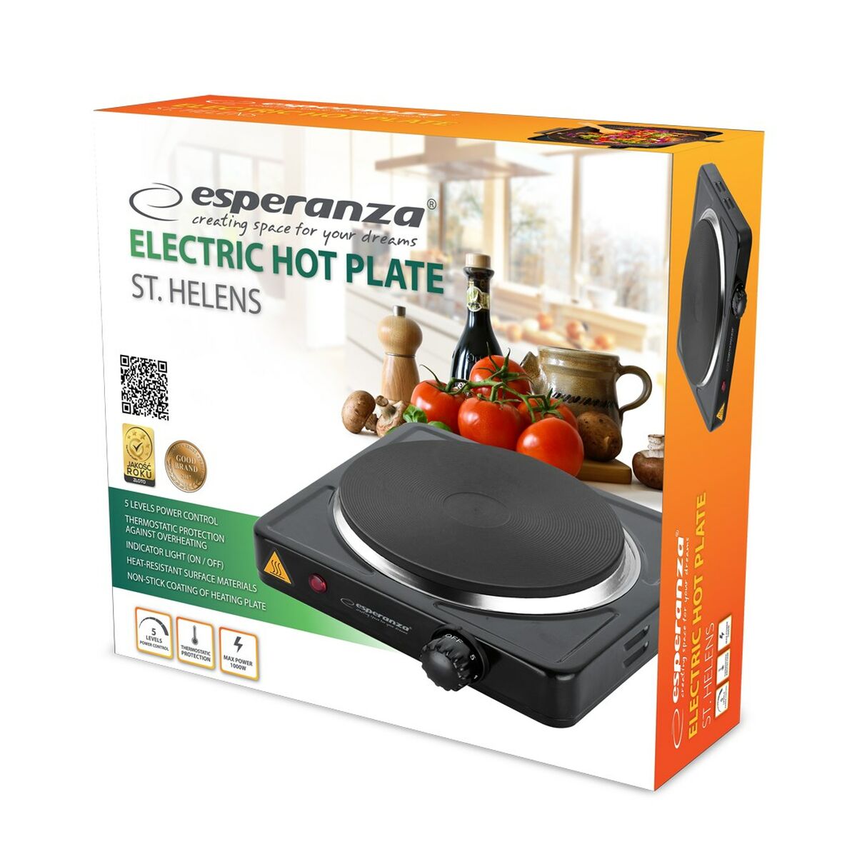 Elektrisk värmeplatta Esperanza EKH003K 21 cm 1000 W - 2