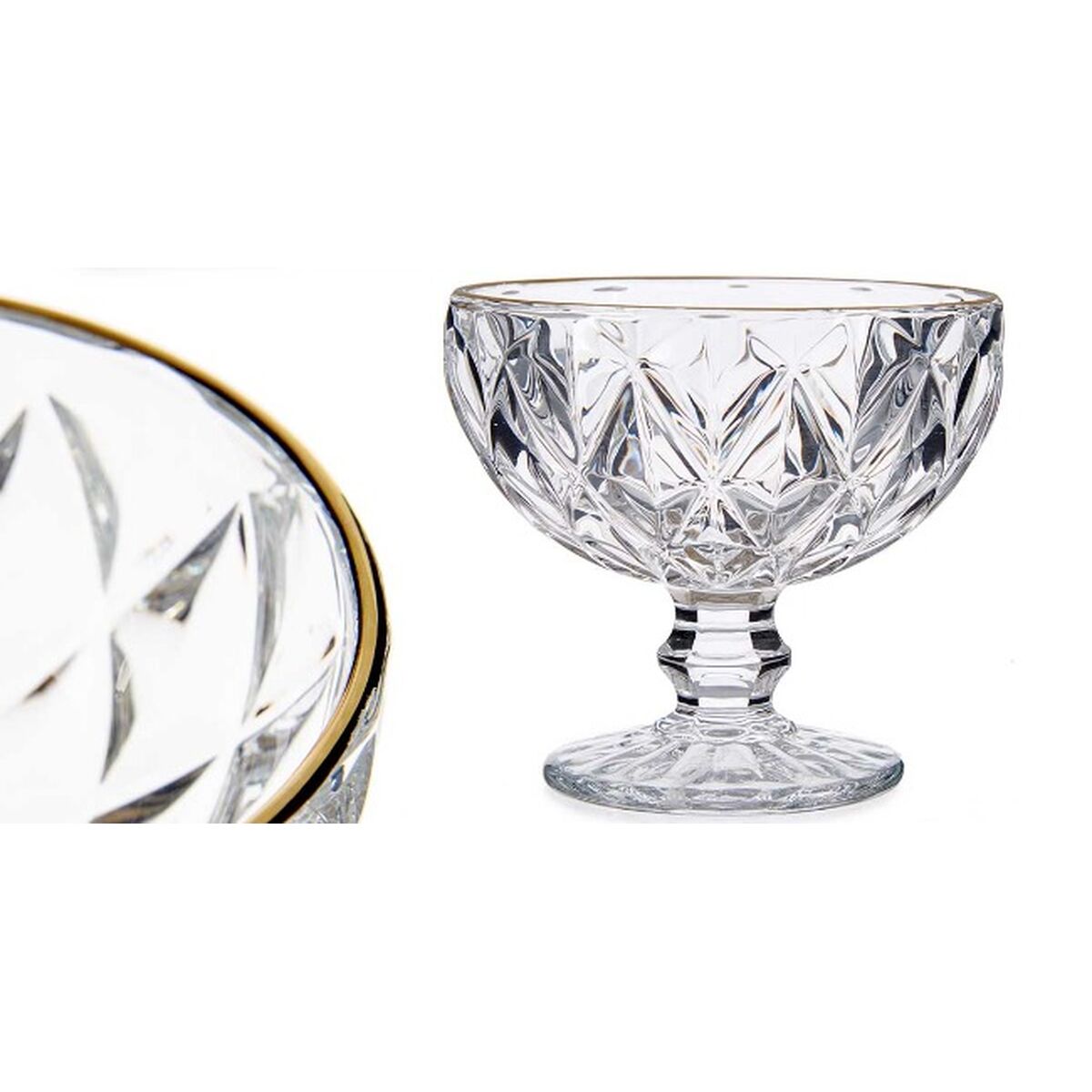 Glass- och milkshakeglas Diamant Transparent Gyllene Glas 300 ml (36 antal) - 2