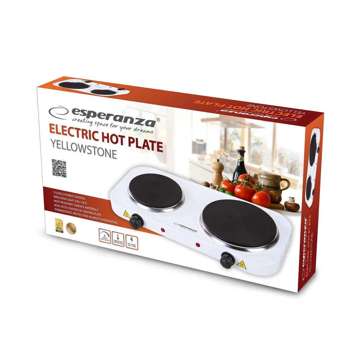 Elektrisk värmeplatta Esperanza EKH007W 48 cm 2500 W - 2