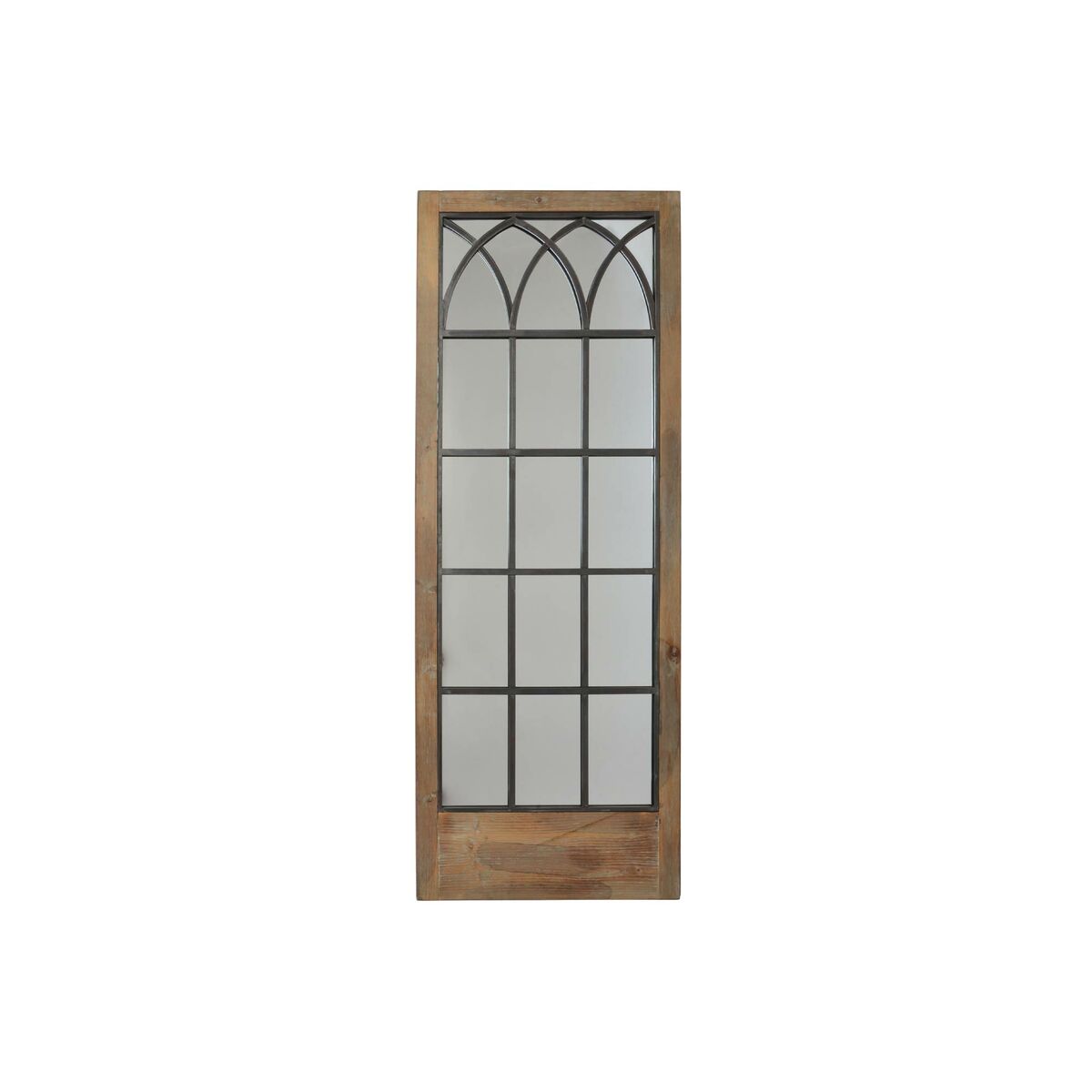 Väggspegel DKD Home Decor Svart Metall Brun Björk Fönster (60 x 3 x 160 cm)