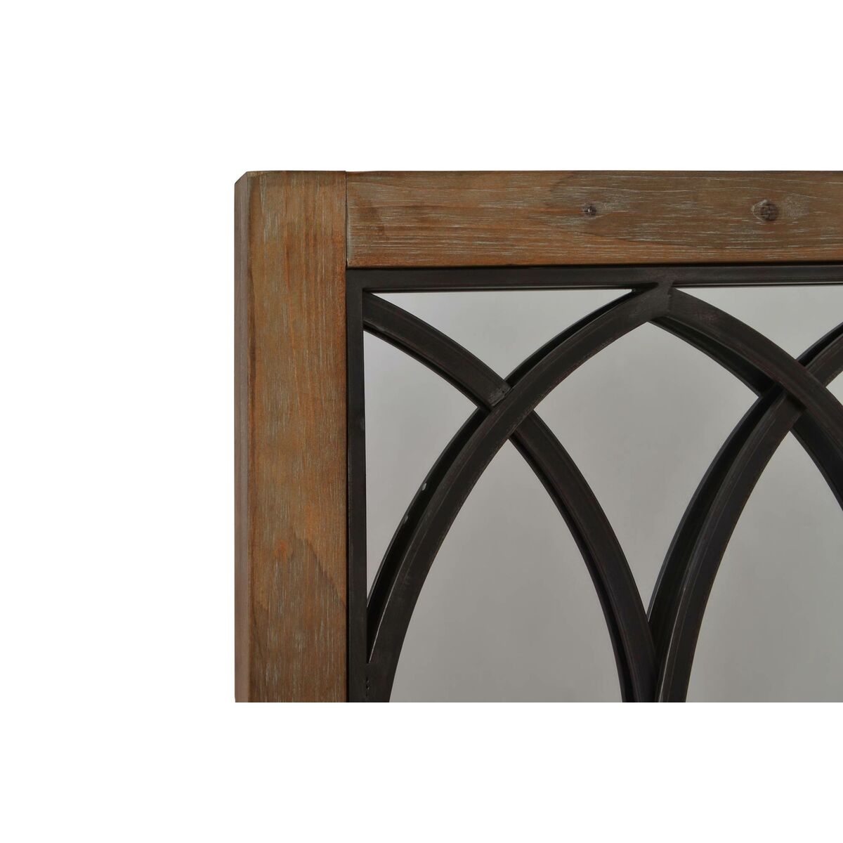 Väggspegel DKD Home Decor Svart Metall Brun Björk Fönster (60 x 3 x 160 cm) - 3