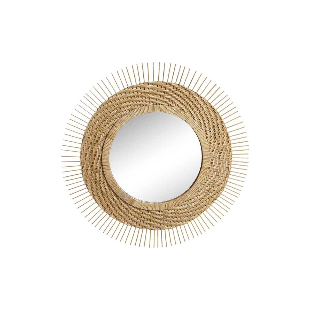 Väggspegel DKD Home Decor Brun Rattan (80 x 2,5 x 80 cm)