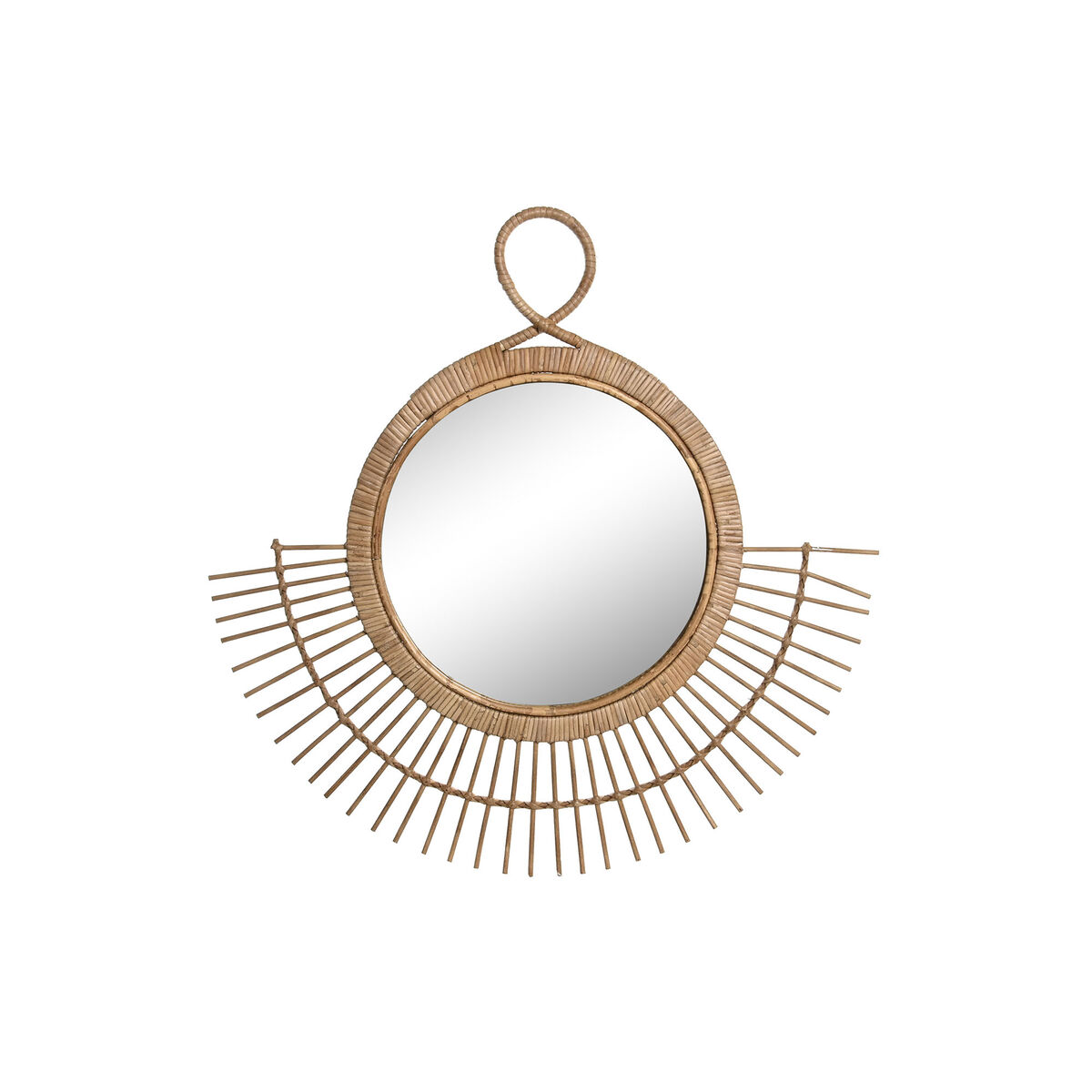 Väggspegel DKD Home Decor Glas Brun Rattan (68 x 2 x 68 cm)