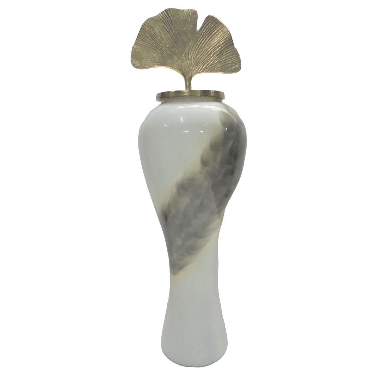 Vas DKD Home Decor Dvobarvna Aluminium Järn Gyllene Orientalisk Löv av en växt 25 x 25 x 84 cm