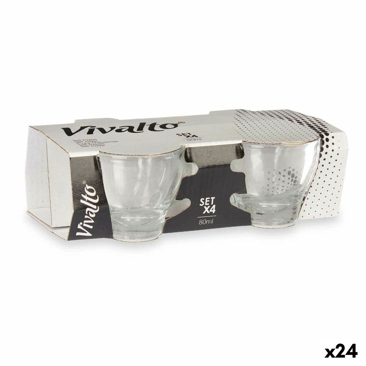 Set med kaffekoppar Transparent Glas 80 ml (24 antal)
