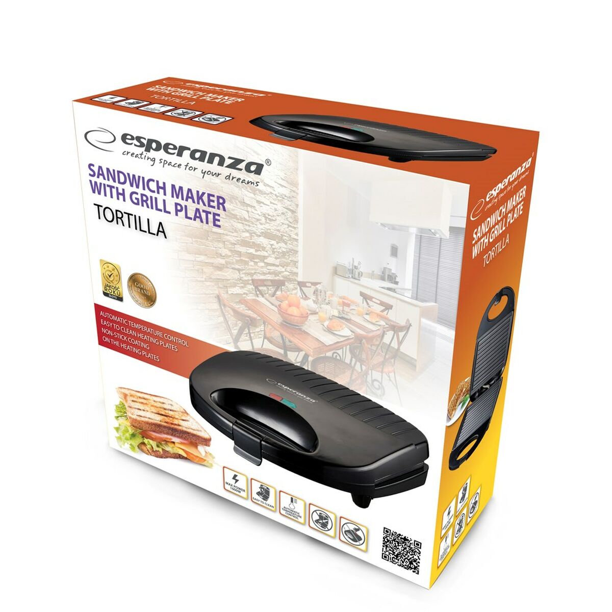 Smörgåsmaskin Esperanza EKT009 Svart 1000 W - 2