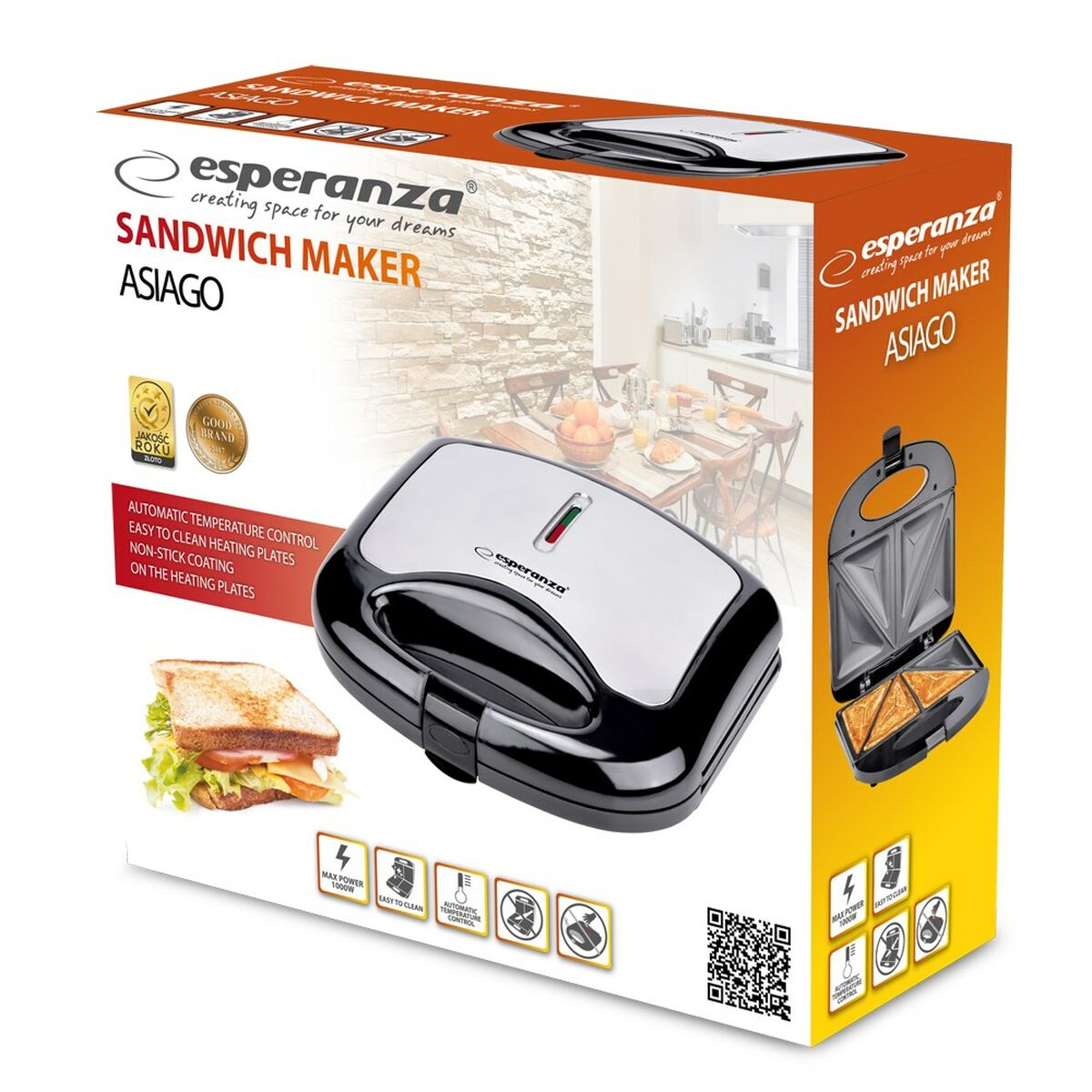 Smörgåsmaskin Esperanza EKT011 Svart 1000 W - 2