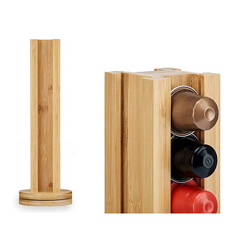 Ställ för 36 kaffekapslar Roterbar Bambu 11 x 11 x 34 cm (6 antal)