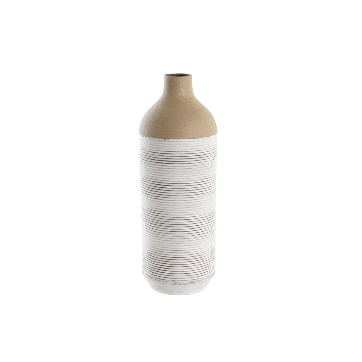 Vas DKD Home Decor 16 x 16 x 45 cm Beige Metall Vit Kolonial