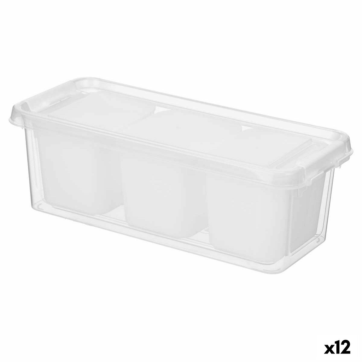 Kylskåpsarrangör Vit Transparent Plast 28,2 x 8,8 x 12 cm (12 antal)