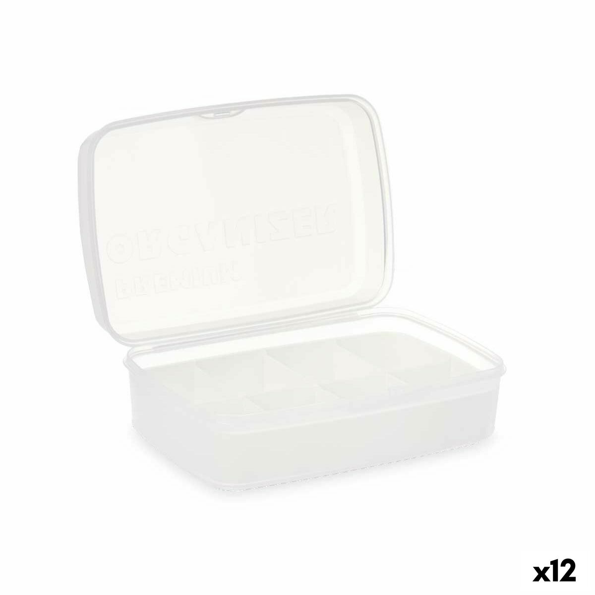 Förvaringslåda med lock Vit Transparent Plast 21,5 x 8,5 x 15 cm (12 antal)