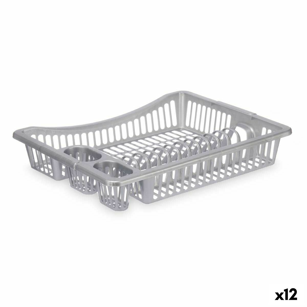 Diskställ Silvrig Plast 46 x 8 x 36 cm (12 antal)