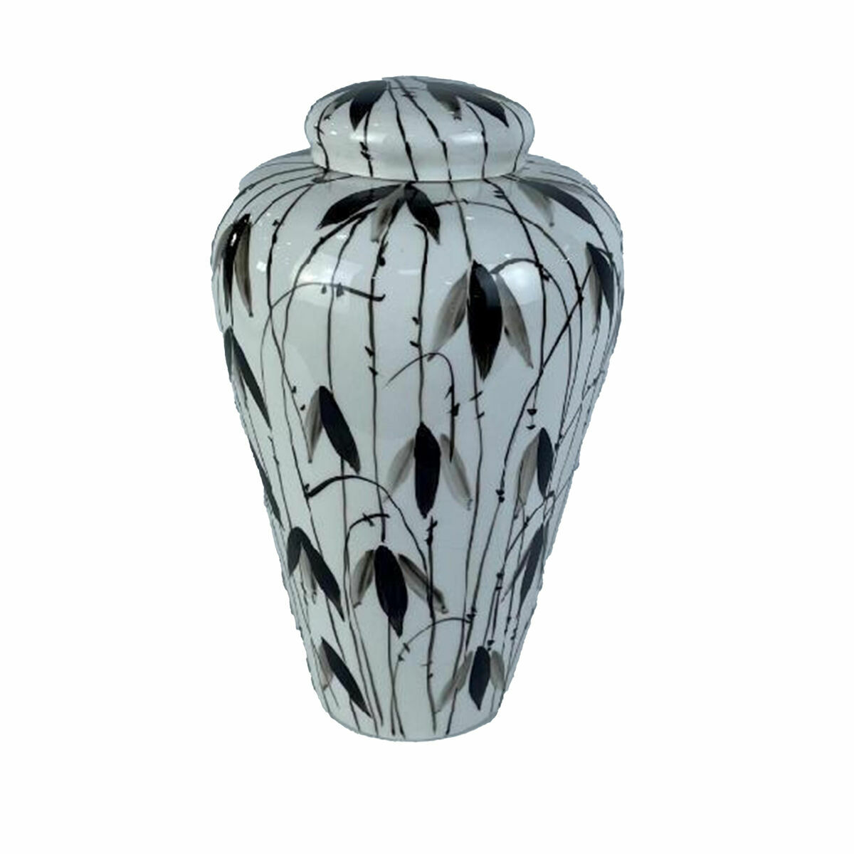 Keramikskål DKD Home Decor Porslin Svart Vit Orientalisk Löv av en växt (23 x 23 x 33 cm) - 2
