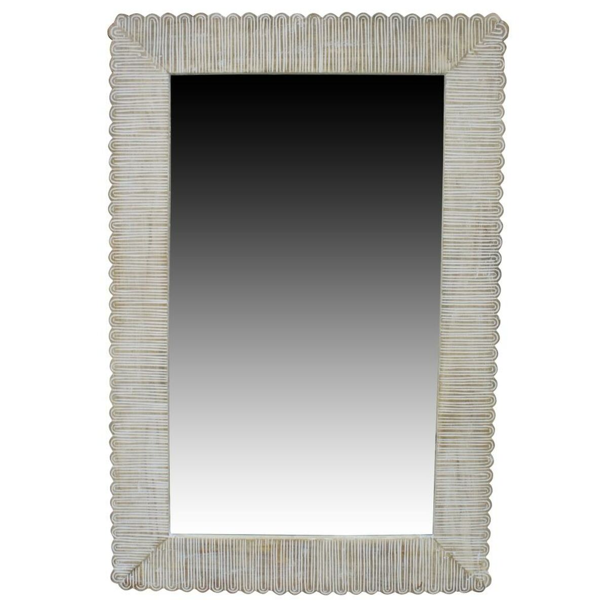 Väggspegel DKD Home Decor Glas Naturell Kolonial Mangoträ Avskalad (63,5 x 3 x 94 cm)