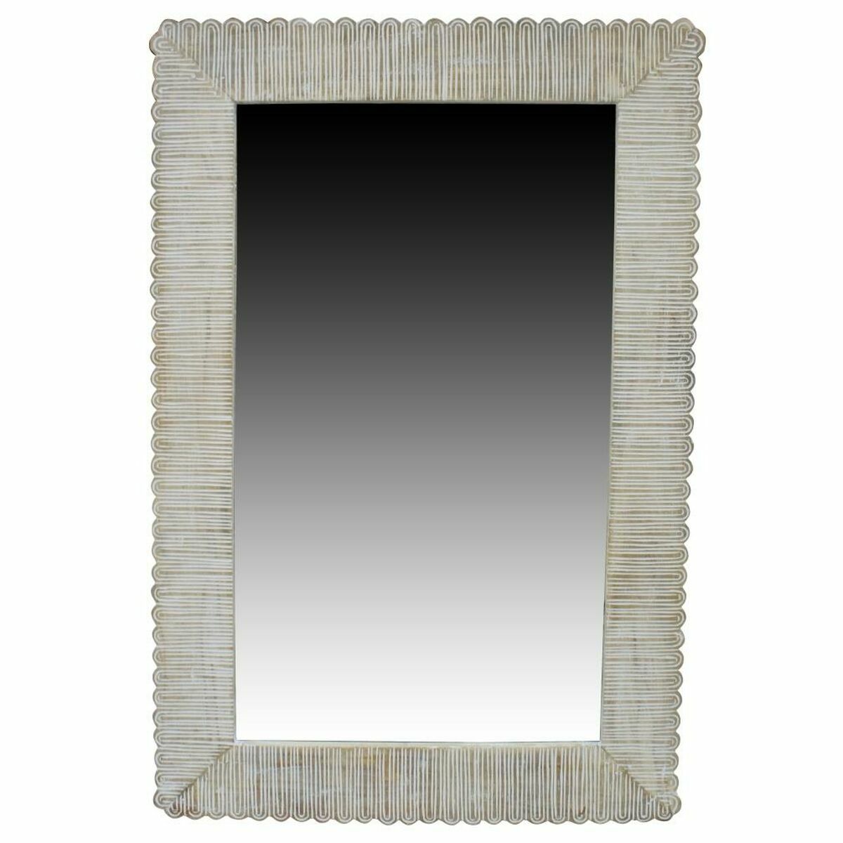 Väggspegel DKD Home Decor Glas Naturell Kolonial Mangoträ Avskalad (63,5 x 3 x 94 cm) - 2