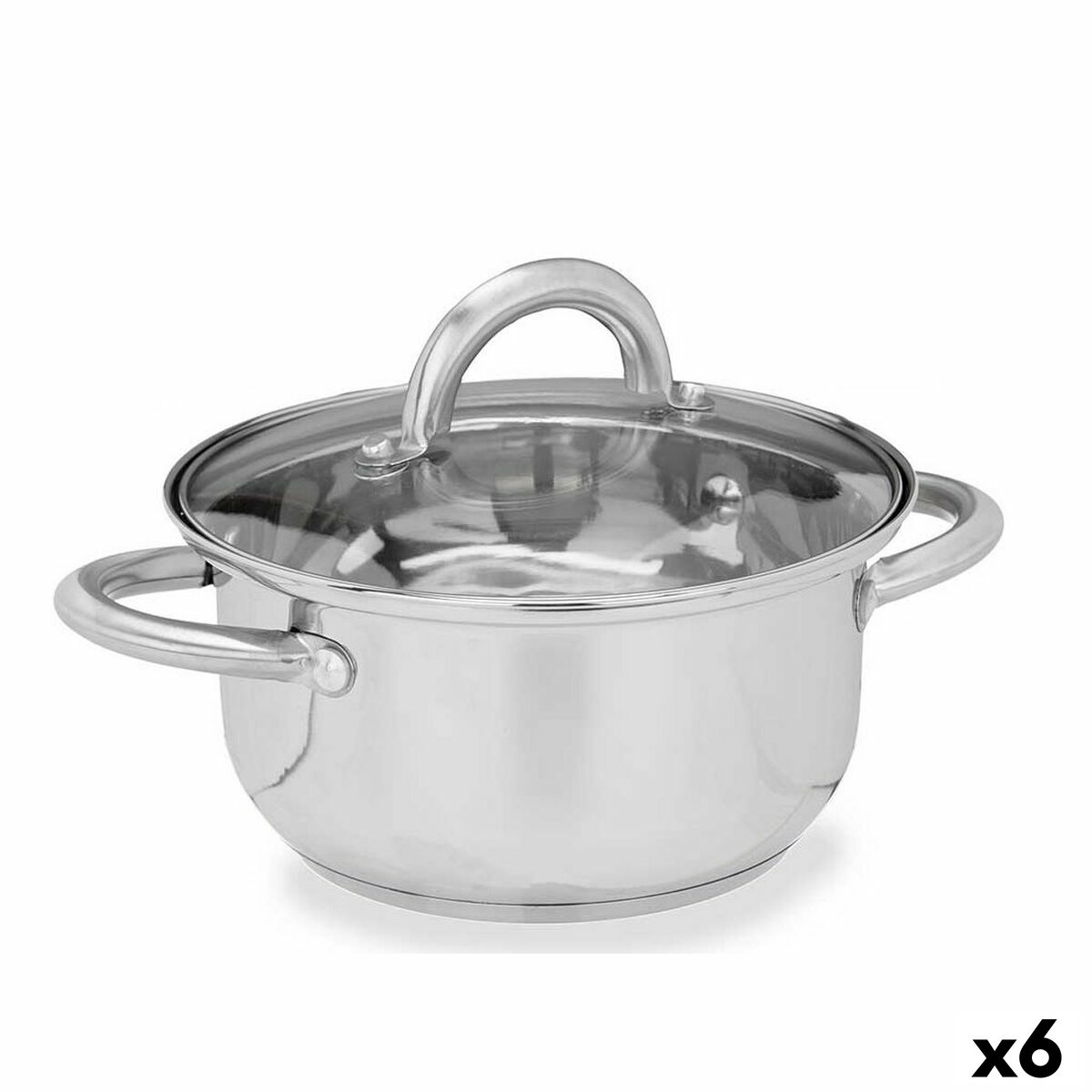 Kastrull med glaslock Silvrig Rostfritt stål 27 x 10 x 19,5 cm (6 antal)
