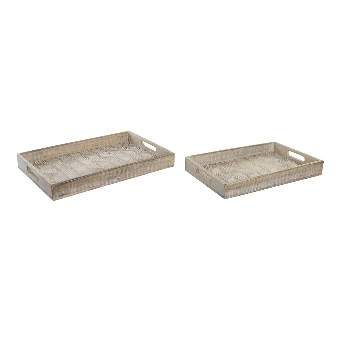 Uppsättning med Brickor DKD Home Decor 43 x 27,5 x 5 cm Brun Gren Mangoträ Avskalad (2 antal) - 2