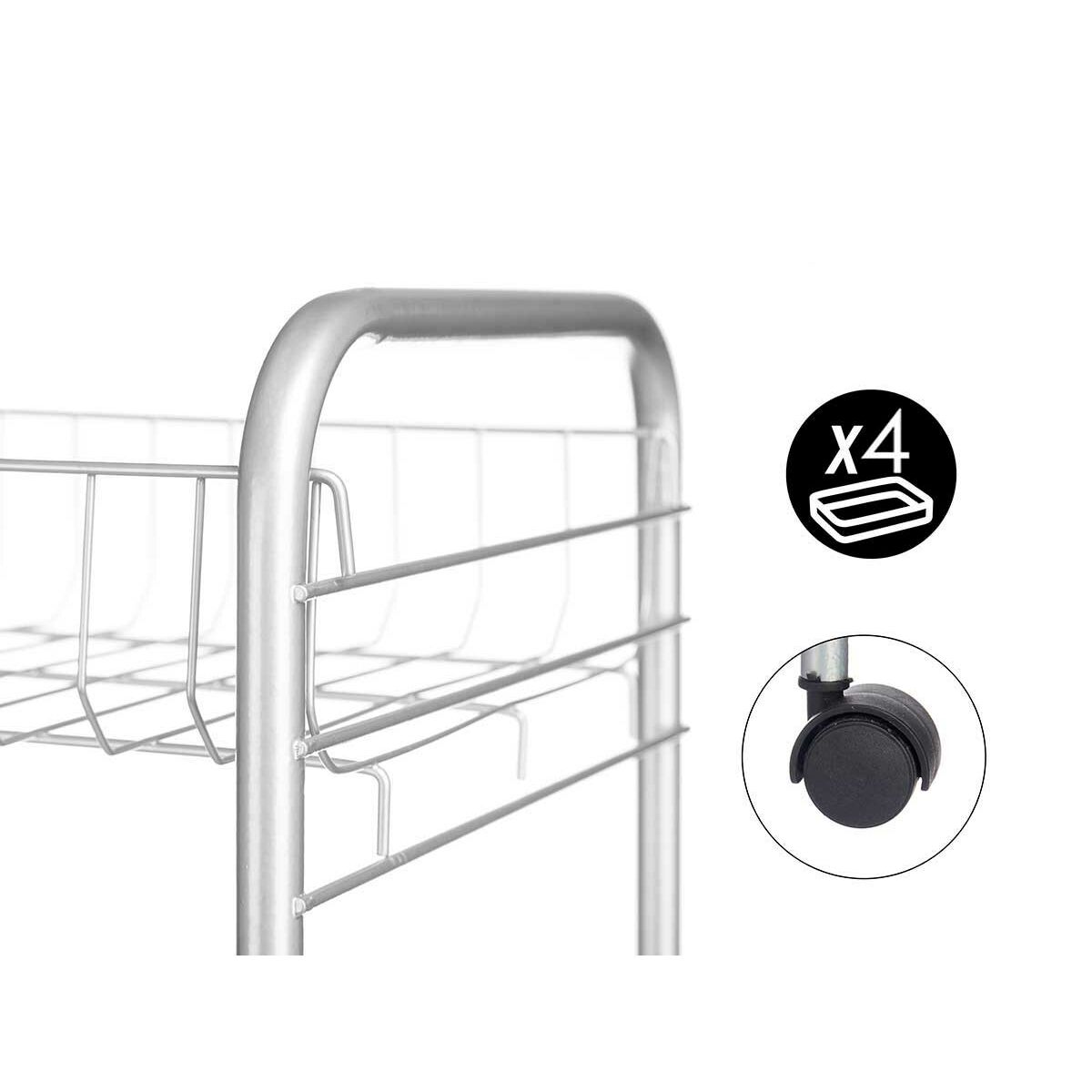 Grönsaksvagn Silvrig Metall Plast 37 x 27 x 82,5 cm (4 antal) - 2