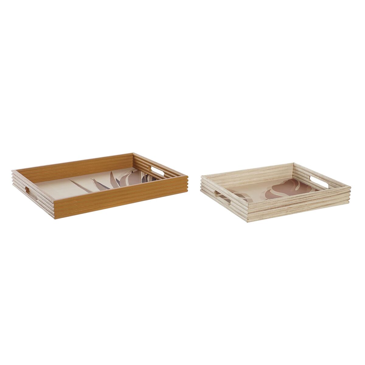 Uppsättning med Brickor DKD Home Decor Naturell Senap Trä MDF 40 x 5 x 30 cm Boho (2 antal)
