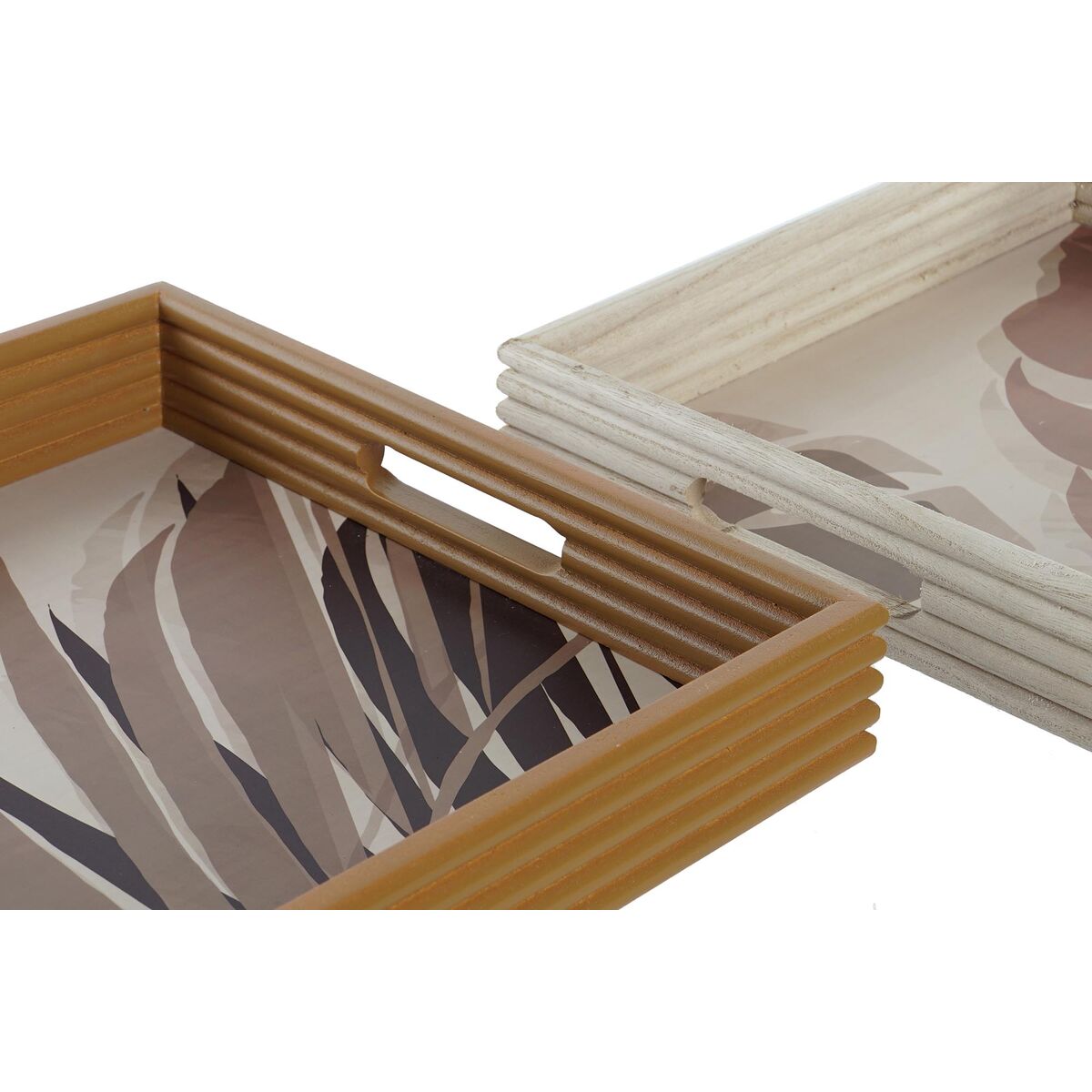 Uppsättning med Brickor DKD Home Decor Naturell Senap Trä MDF 40 x 5 x 30 cm Boho (2 antal) - 2