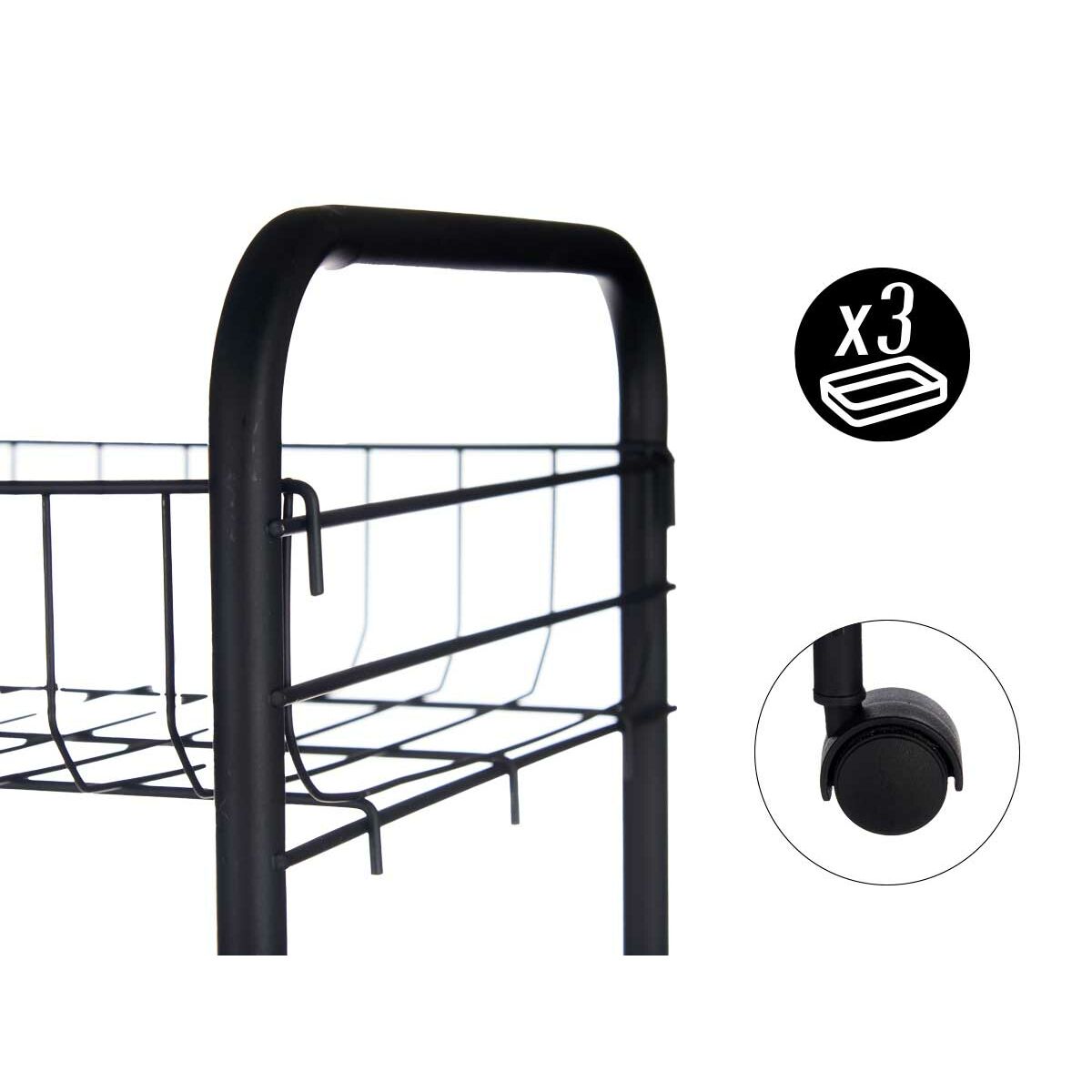 Grönsaksvagn Svart Metall Plast 40,5 x 27 x 82,5 cm (4 antal) - 2