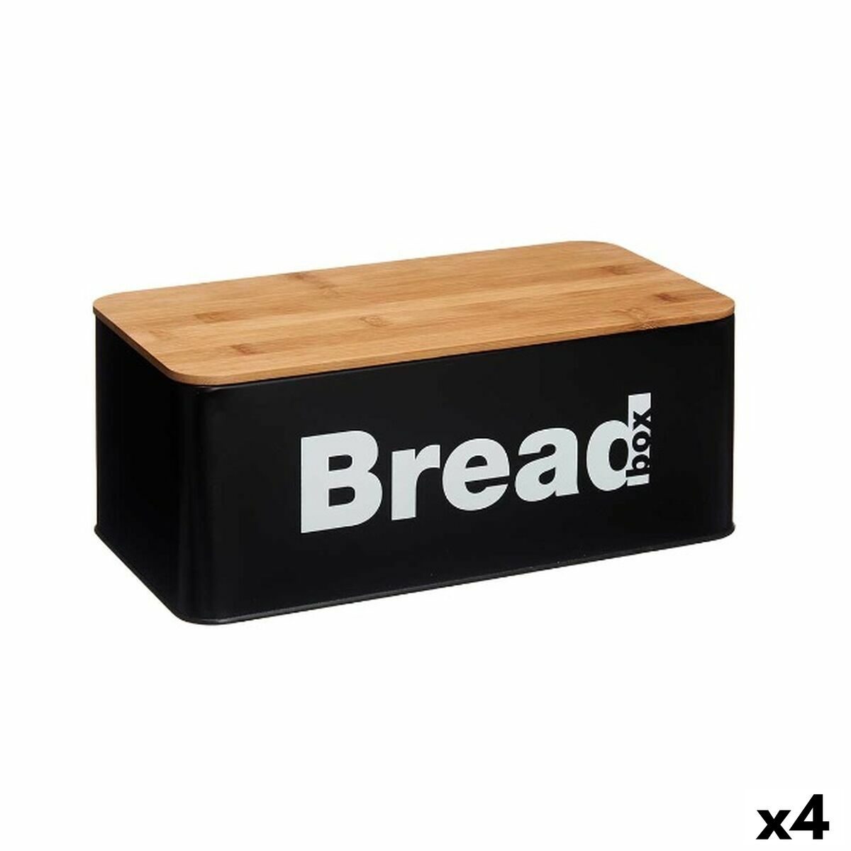 Brödkorg Svart Naturell Metall Bambu 33 x 13,3 x 18 cm (4 antal)