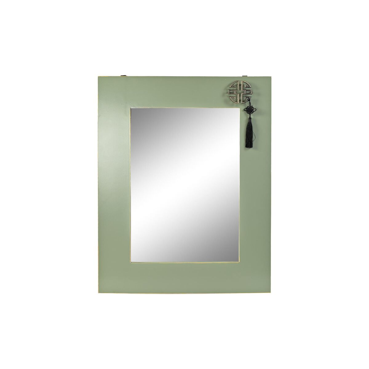 Väggspegel DKD Home Decor Gran Naturell Röd Metall Grön Orientalisk Trä MDF (70 x 2 x 90 cm) - 4