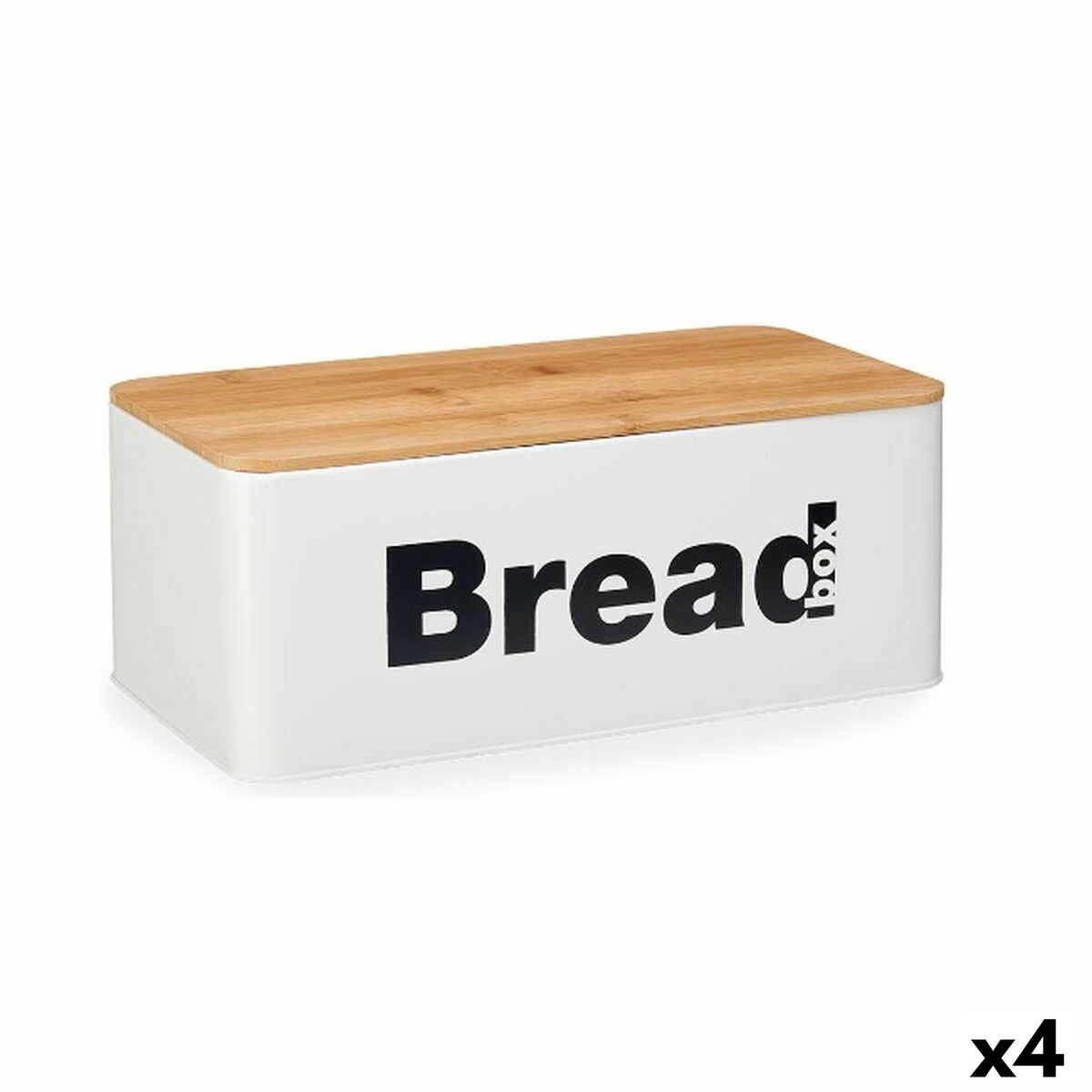 Brödkorg Vit Naturell Metall Bambu 33 x 13,3 x 18 cm (4 antal)