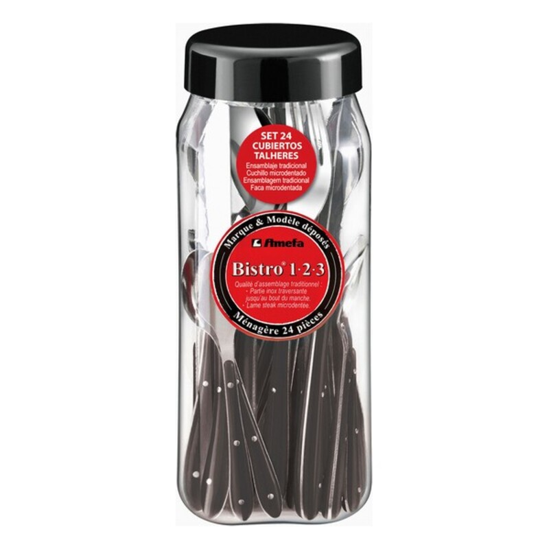 Bestick-set Amefa Bistro Metall Dvobarvna 24 Delar, Färg: Röd - 2